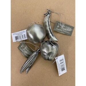 Midwest CBK Gardeners Dream 4 Piece Vegetable Silver Colored Christmas Ornaments